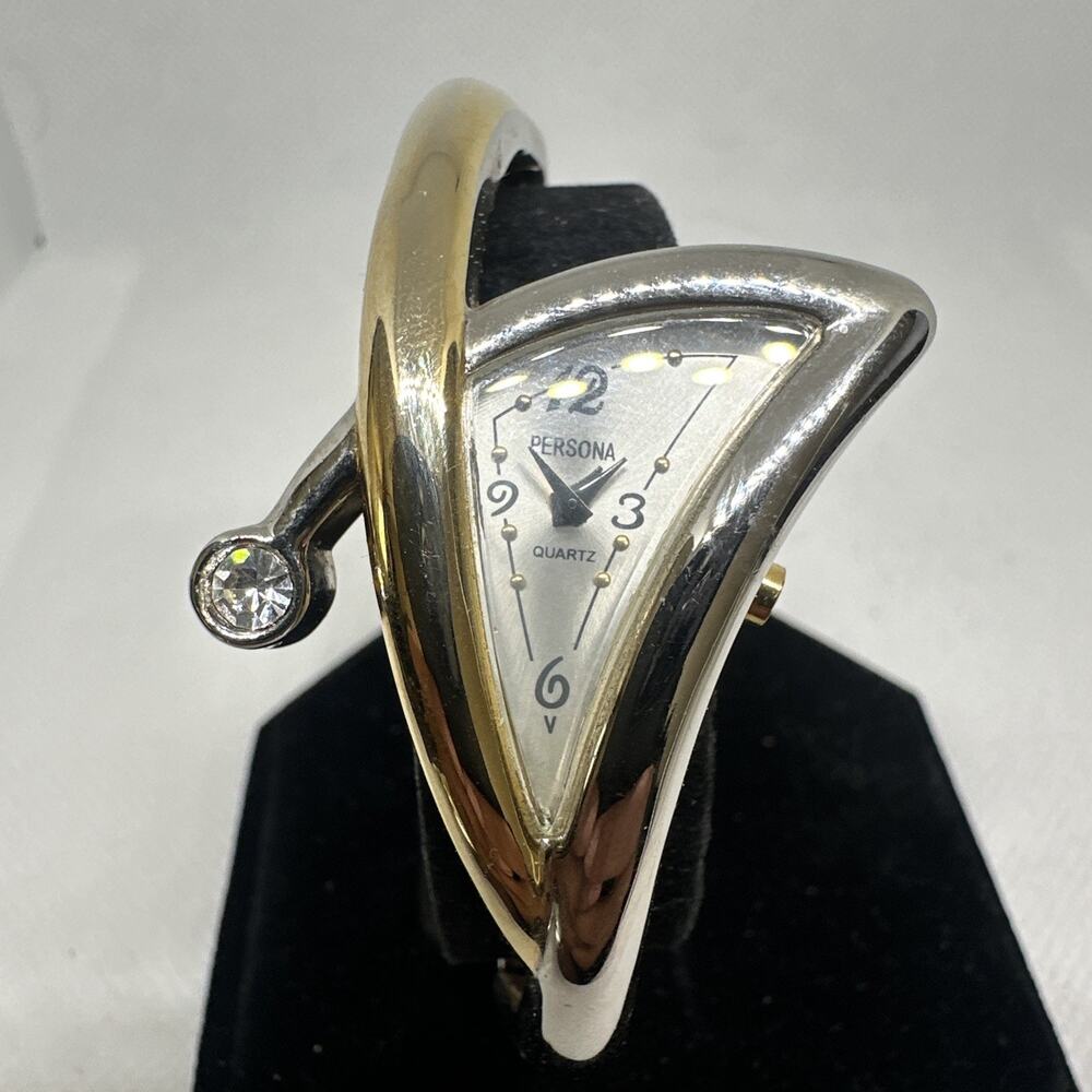 Vintage Persona Womens Watch Gold Silver Two Tone Gold Dial Bracelet Band Analog